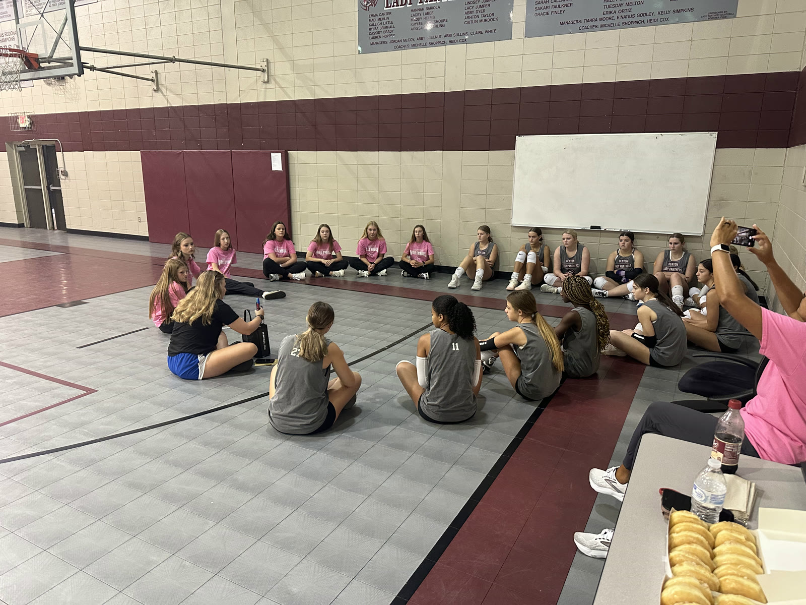 Saline River FCA campus huddle with coaches and athletes in Arkansas